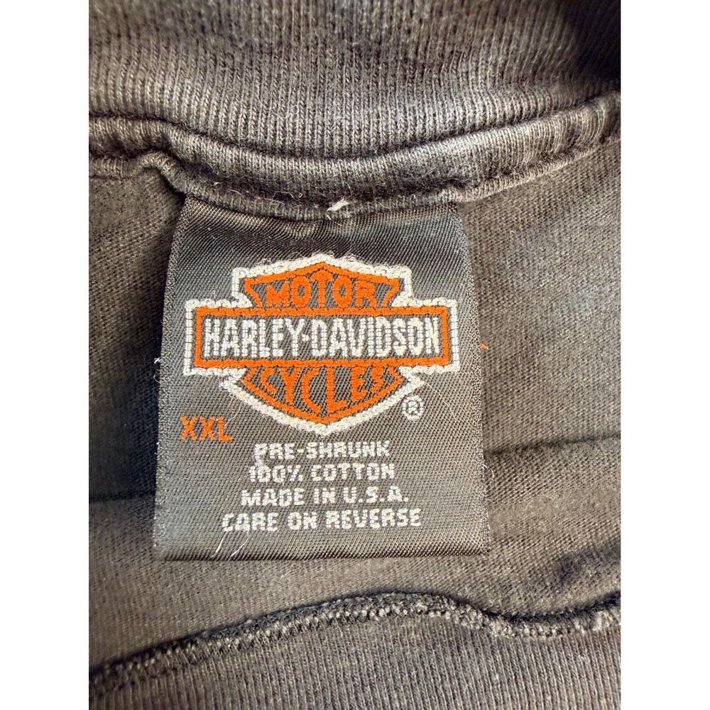 Vintage Harley Davidson XXL Black Cotton Cropped Distressed Graphic Tee USA Made - Picture 6 of 9